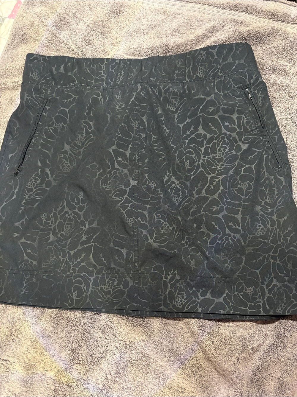 Orvis Black Floral Jacquard Mini Skirt